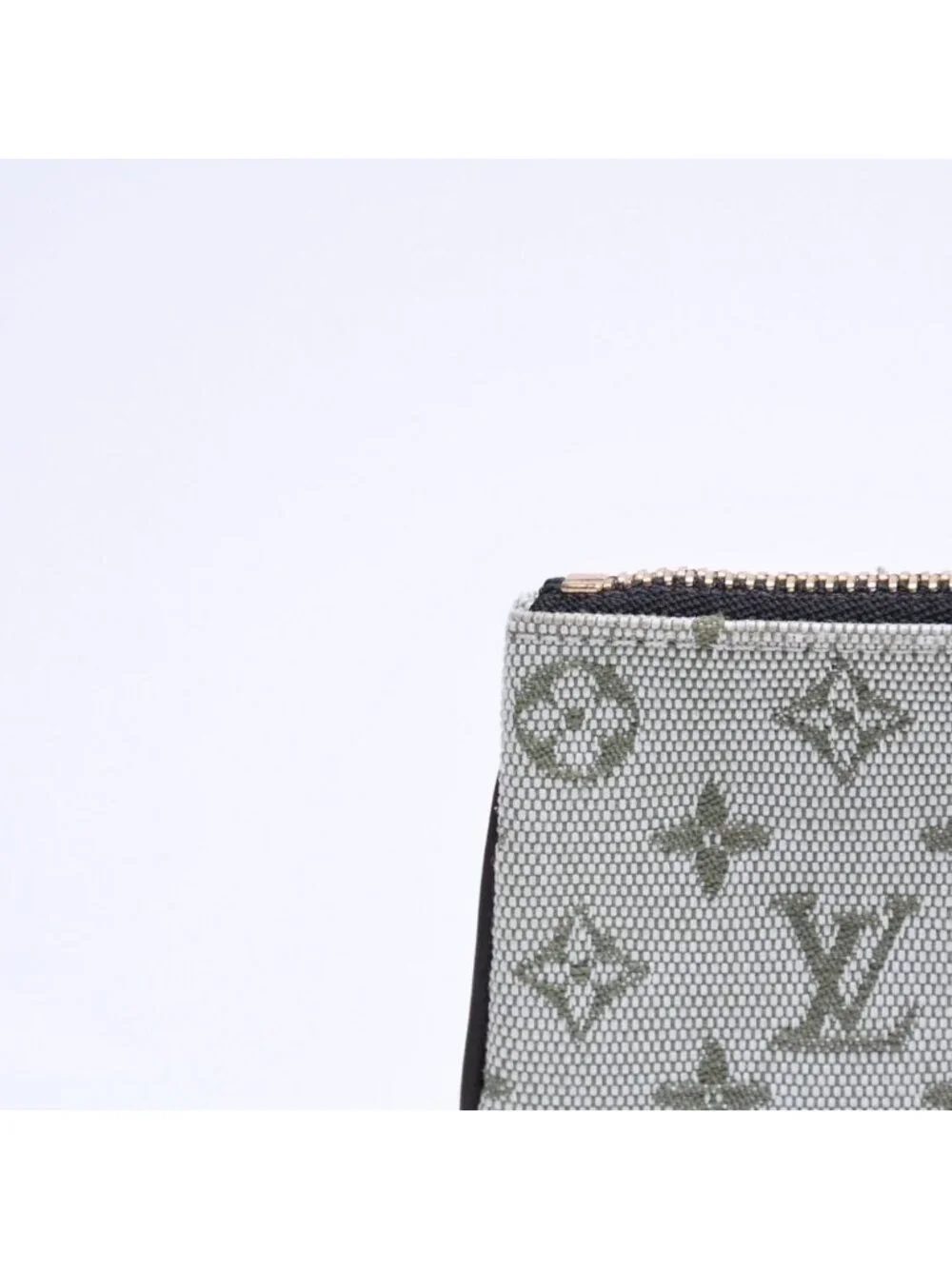 Louis Vuitton Monogram Mini Pochette Cles Coin Purse Canvas Gold Green